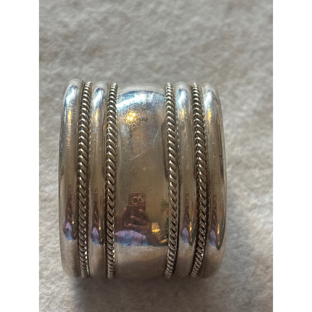 Tahe Sterling Silver Cuff Bracelet Navajo Wide Twisted Rope Band Excellent - Picture 9 of 11